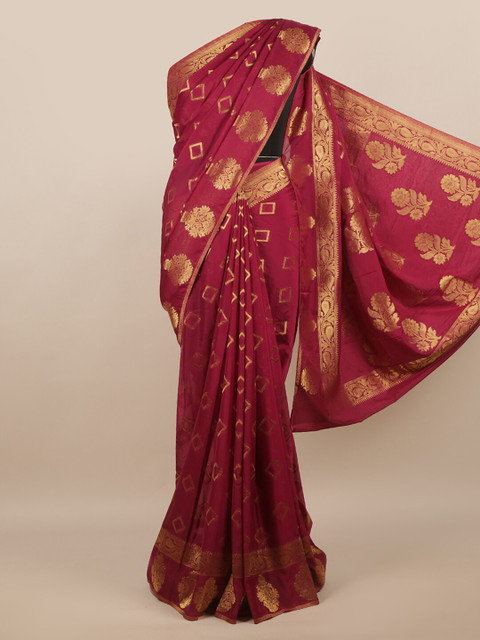 

Pothys Purple & Gold-Toned Woven Design Saree