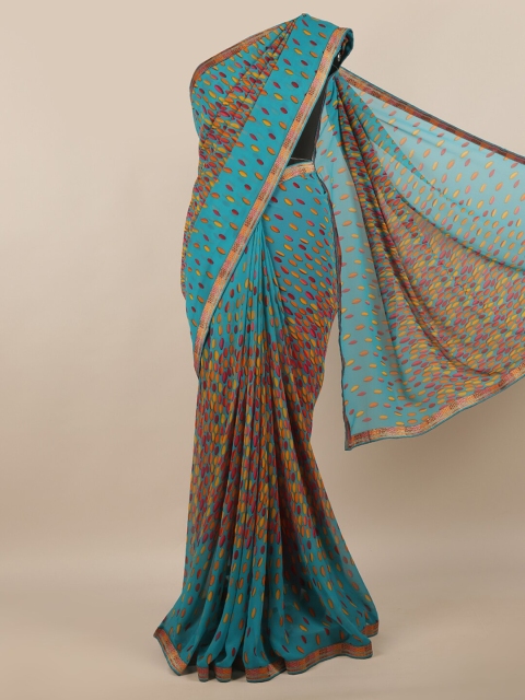 

Pothys Blue & Yellow Geometric Printed Saree