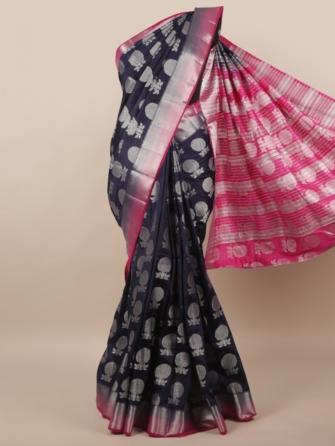 

Pothys Women Blue Printed Jute Silk Saree
