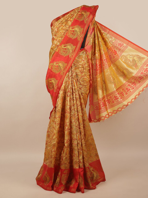 

Pothys Cream-Coloured & Red Ethnic Motifs Saree