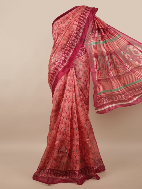 

Pothys Pink Floral Printed Cotton Blend Saree