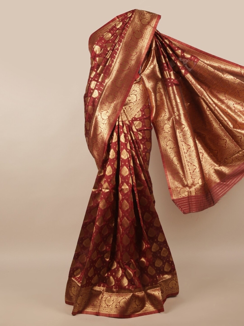 

Pothys Maroon & Gold-Toned Ethnic Motifs Saree