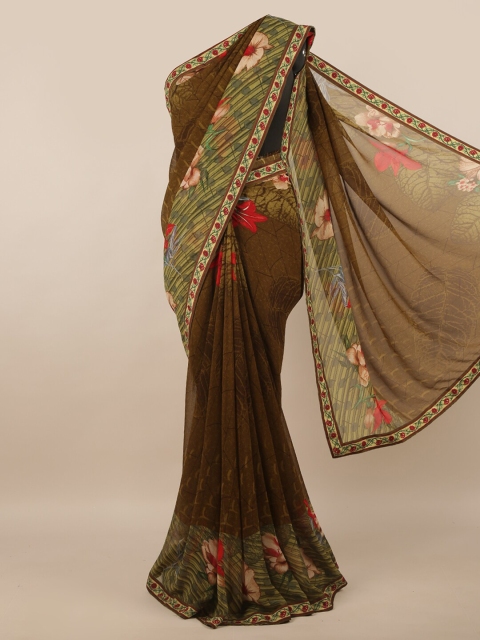 

Pothys Brown & Green Floral Saree