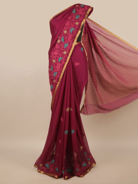 

Pothys Purple & Blue Floral Zari Saree