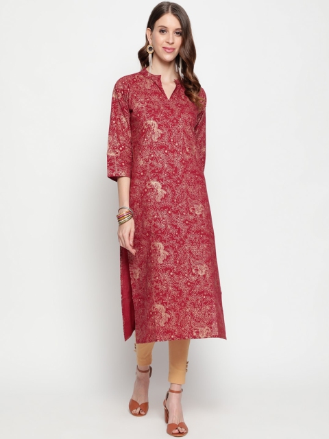

THE NKS PLUS Women Maroon Ethnic Motifs Printed Kurta