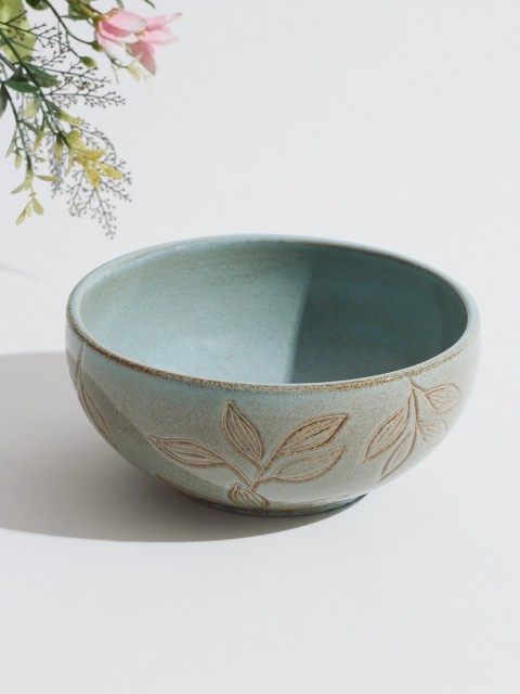 

Fabindia Blue & Gold-Toned 1 Pieces Ceramic Matte Bowls-1400 ml