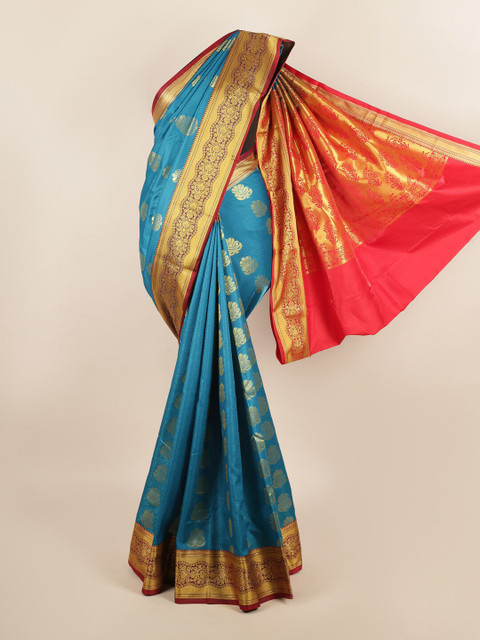 

Pothys Blue & Red Ethnic Motifs Zari Art Silk Saree