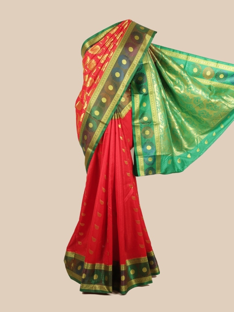 

Pothys Red & Green Ethnic Motifs Zari Art Silk Saree