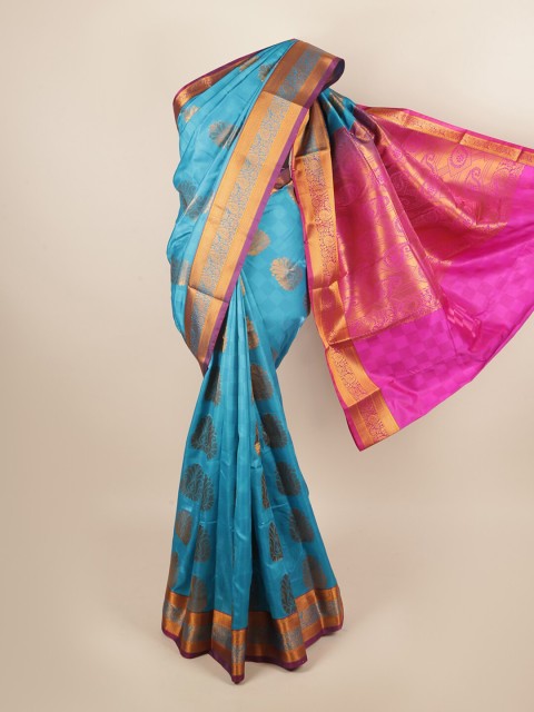 

Pothys Blue & Pink Ethnic Motifs Art Silk Saree