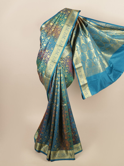 

Pothys Blue & Green Floral Art Silk Saree