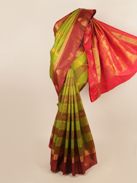

Pothys Lime Green & Red Floral Art Silk Saree