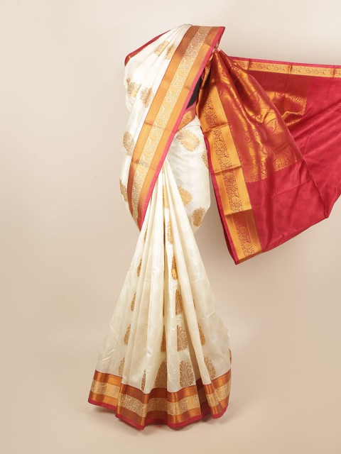 

Pothys Off White & Maroon Woven Design Zari Art Silk Saree