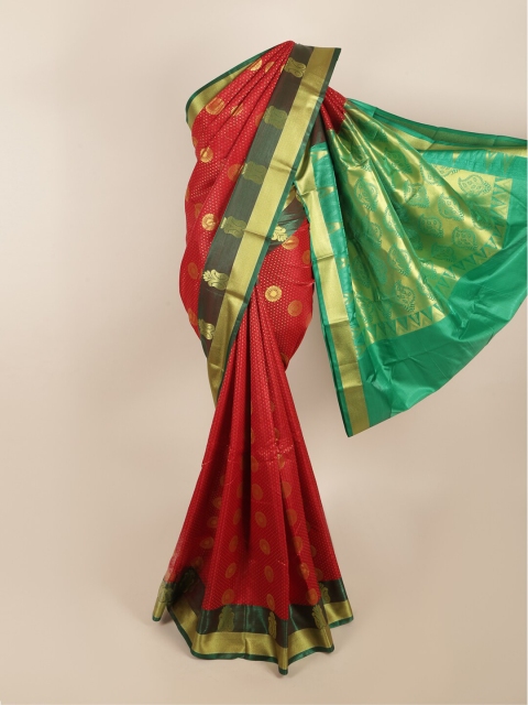 

Pothys Maroon & Green Ethnic Motifs Zari Art Silk Saree