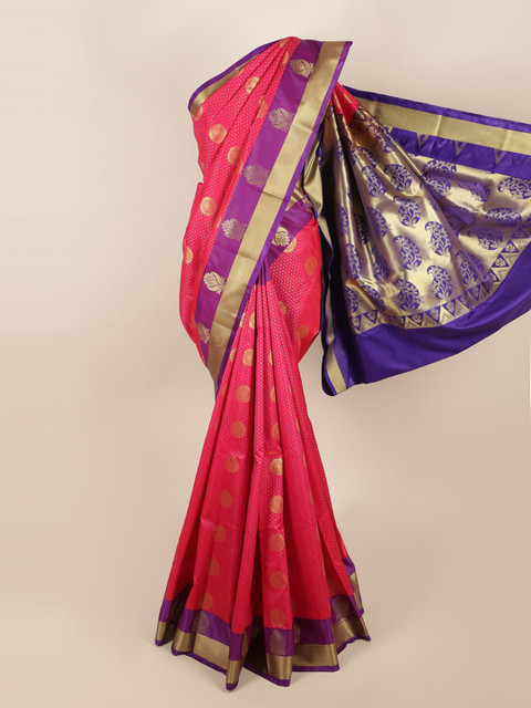 

Pothys Pink & Purple Ethnic Motifs Art Silk Saree