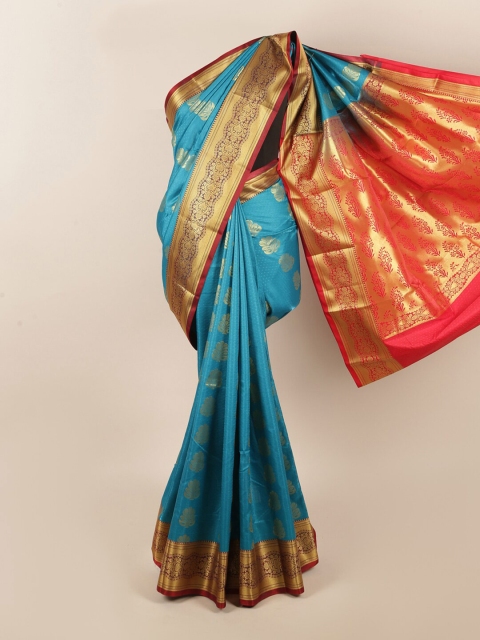 

Pothys Blue & Red Woven Design Art Silk Saree