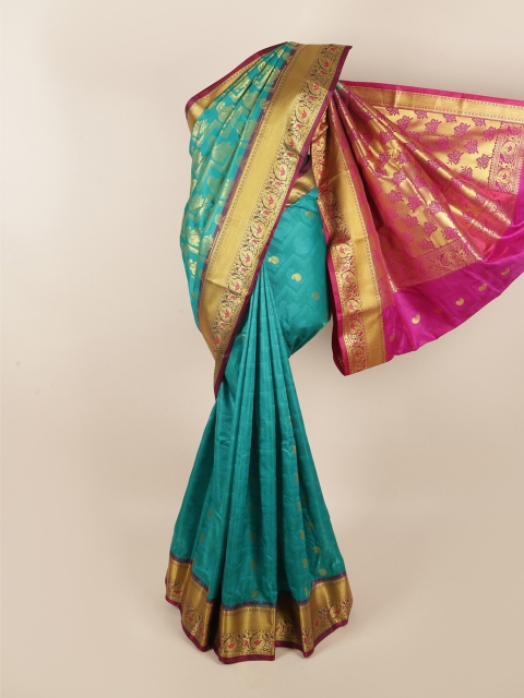 

Pothys Green & Pink Floral Art Silk Saree