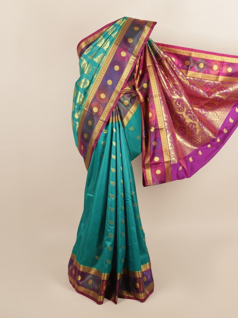 

Pothys Green & Purple Ethnic Motifs Zari Art Silk Saree