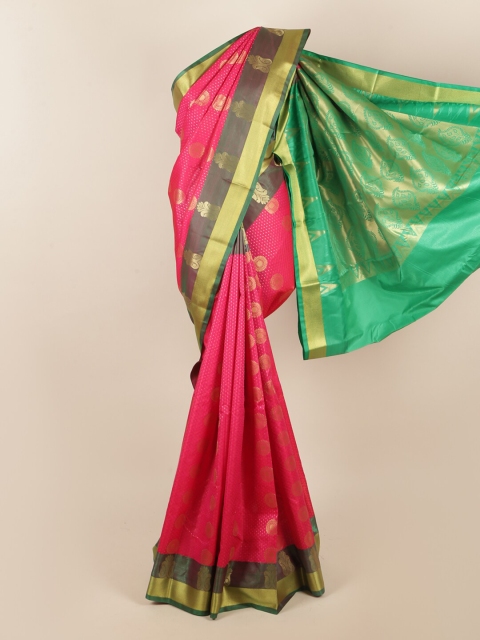 

Pothys Pink & Green Woven Design Art Silk Saree