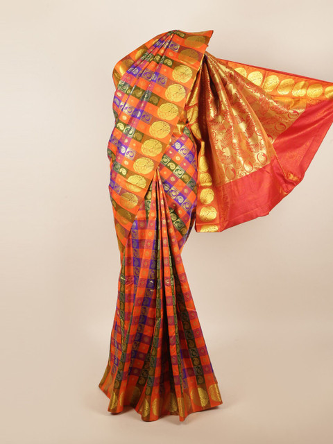 

Pothys Orange & Green Woven Design Zari Art Silk Saree