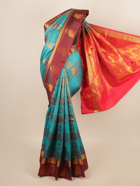 

Pothys Blue & Red Paisley Art Silk Saree