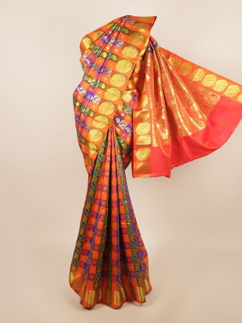 

Pothys Orange & Blue Woven Design Zari Art Silk Saree