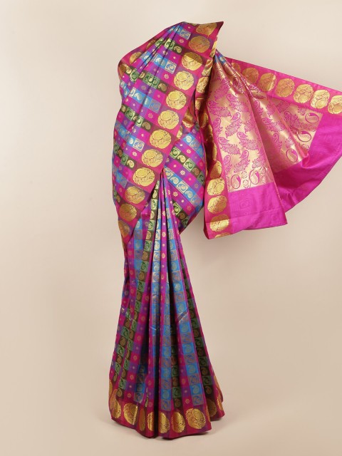 

Pothys Fuchsia & Green Ethnic Motifs Zari Art Silk Saree