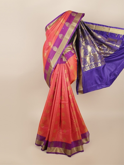 

Pothys Coral & Blue Ethnic Motifs Zari Art Silk Saree