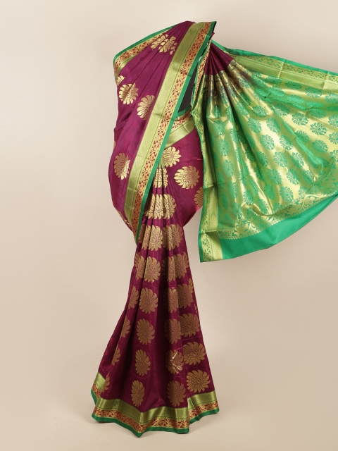 

Pothys Women Magenta Printed Art Silk Saree