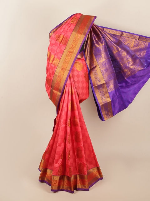 

Pothys Pink & Purple Ethnic Motifs Zari Art Silk Saree