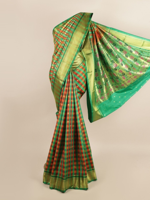 

Pothys Green & Red Woven Design Zari Art Silk Saree