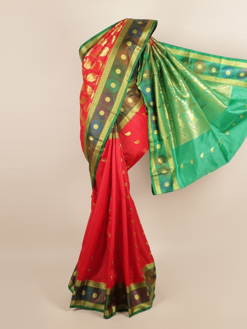 

Pothys Red & Green Ethnic Motifs Zari Art Silk Saree