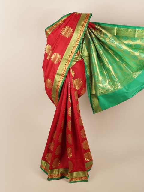 

Pothys Red & Green Ethnic Motifs Zari Art Silk Saree