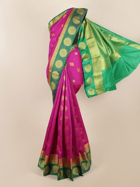 

Pothys Pink & Green Ethnic Motifs Zari Art Silk Saree