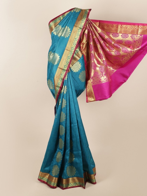 

Pothys Blue & Magenta Floral Art Silk Saree