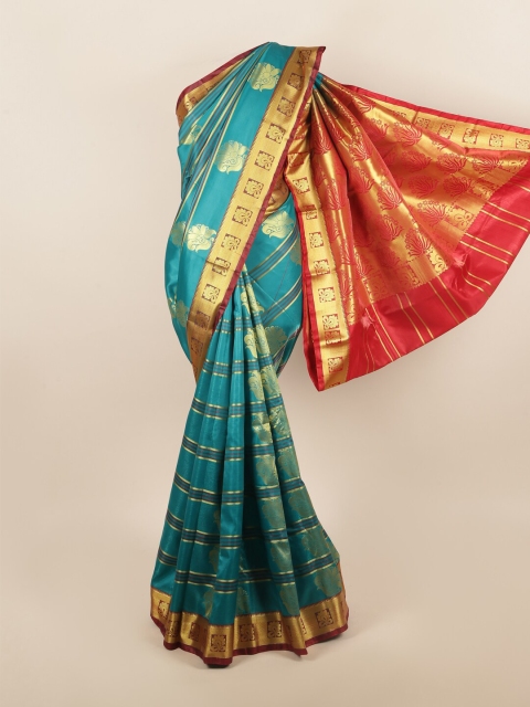 

Pothys Blue & Maroon Ethnic Motifs Zari Art Silk Saree