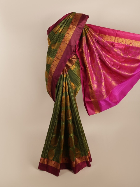 

Pothys Green & Pink Woven Design Art Silk Saree