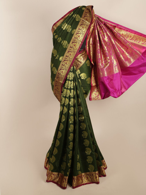 

Pothys Green & Purple Floral Art Silk Saree