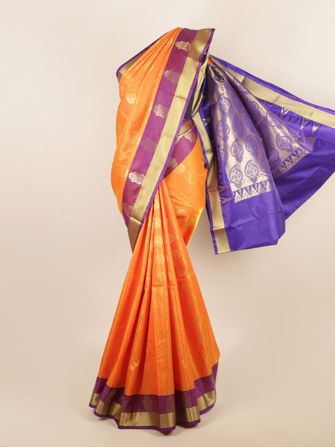 

Pothys Women Orange Printed Art Silk Saree