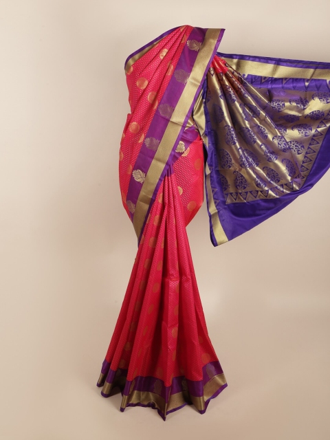 

Pothys Magenta & Purple Ethnic Motifs Zari Art Silk Saree