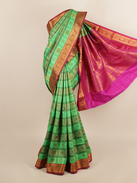 

Pothys Women Green Printed Art Silk Saree