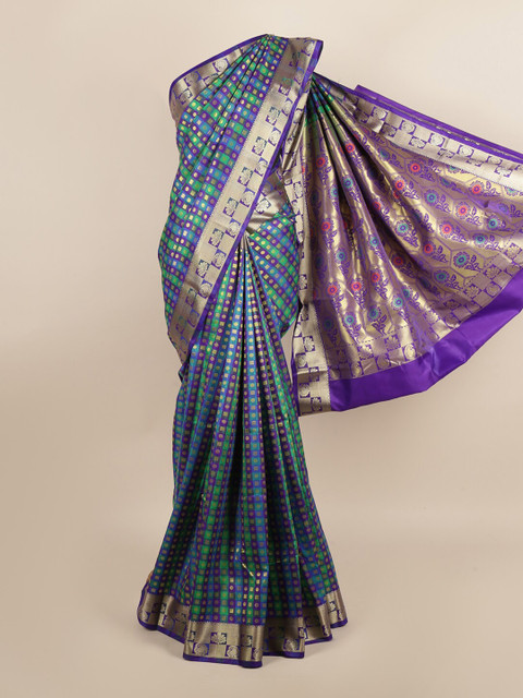

Pothys Purple & Green Printed Zari Art Silk Saree