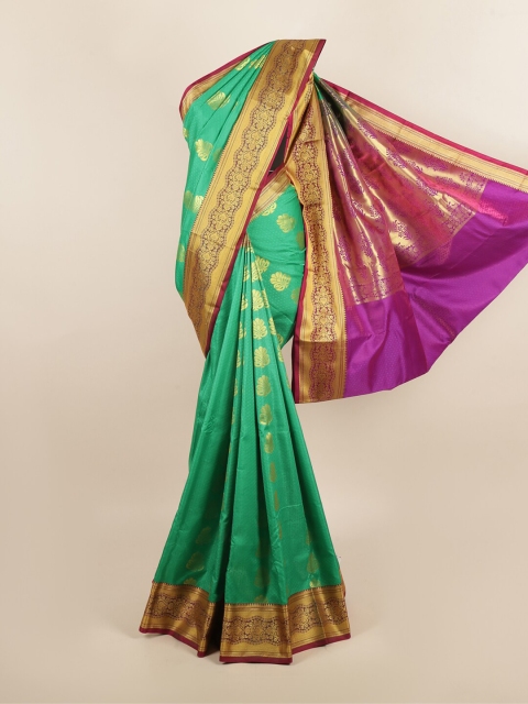 

Pothys Green & Maroon Ethnic Motifs Zari Art Silk Saree