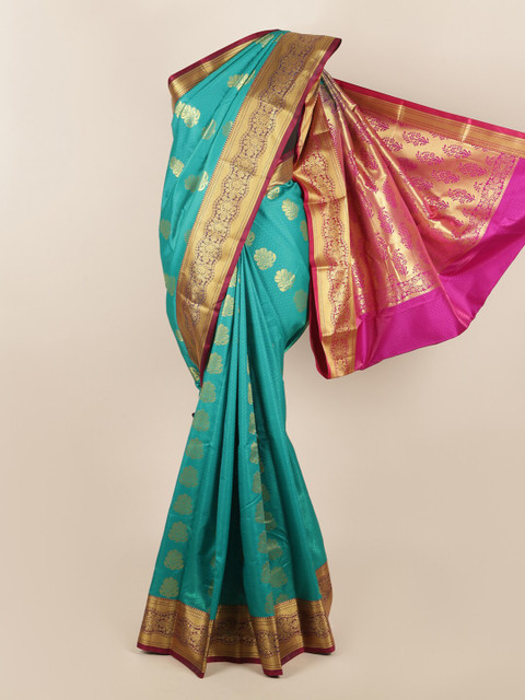 

Pothys Blue & Pink Floral Art Silk Saree