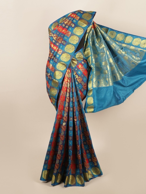 

Pothys Blue & Red Paisley Art Silk Saree