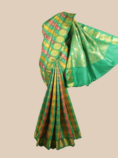 

Pothys Green & Red Ethnic Motifs Art Silk Saree