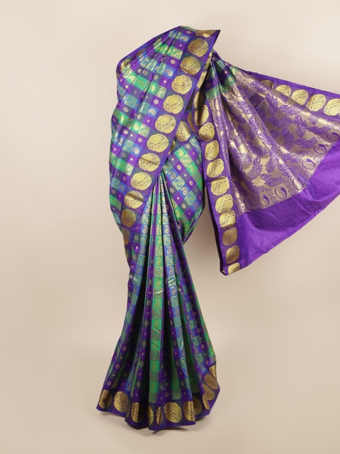 

Pothys Purple & Green Woven Design Zari Art Silk Saree
