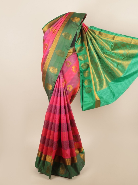 

Pothys Pink & Green Ethnic Motifs Art Silk Saree