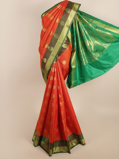 

Pothys Women Orange Printed Art Silk Saree