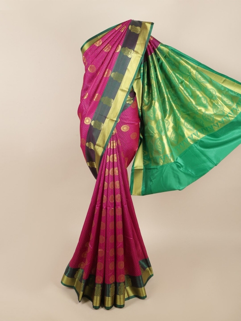 

Pothys Magenta & Green Ethnic Motifs Zari Art Silk Saree