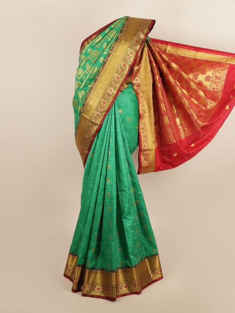 

Pothys Green & Red Paisley Art Silk Saree